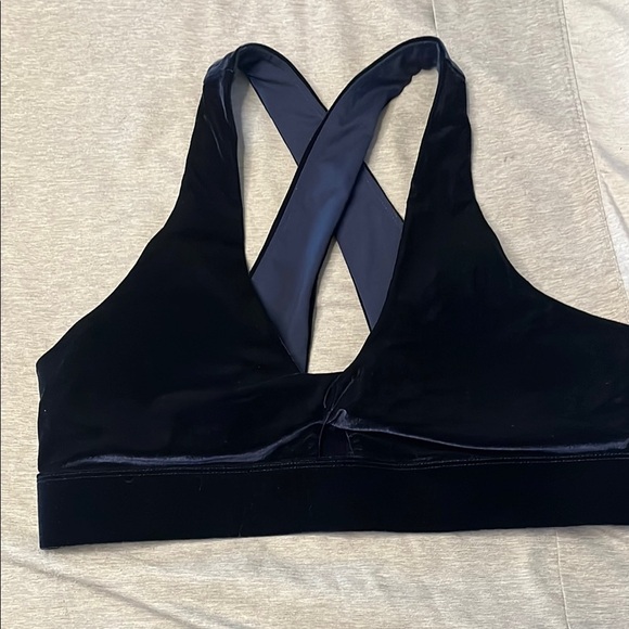 Athleta Women's Navy Velvet Bralette size Large - Picture 1 of 8